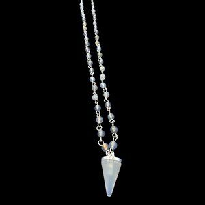 Charming Charlie White Clear Sphere Pendant Beaded 30" Necklace Boho Chic